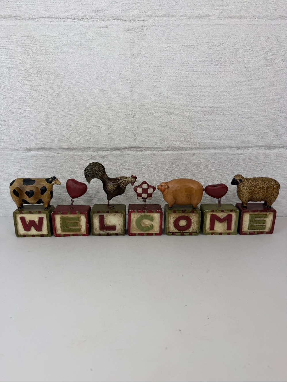 Primitive Farm Animals Block Reversible Welcome Sign - Picture 2 of 14